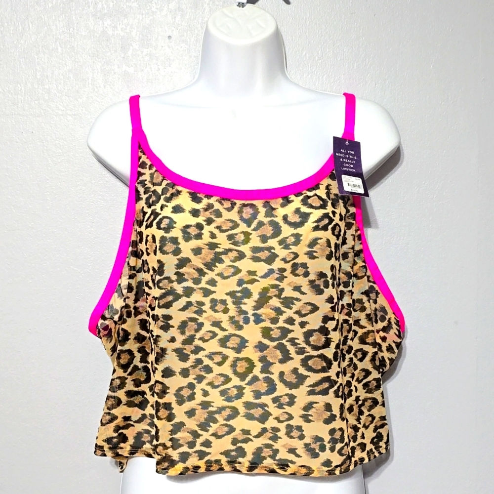 Cacique Brown and Pink Leopard Print Bandeau